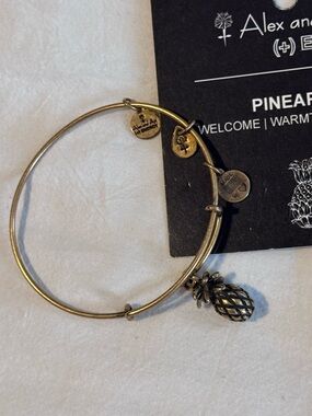 Alex and Ani Gold Pineapple Charm Bangle Bracelet